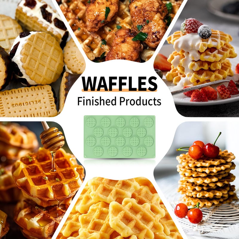 QELEG 2pcs Silicone Wax Melt Molds, 18 Cavities Mini Eggo Waffle Mold for Cookie, Chocolate, Candy and Gummy Mold - Image 5